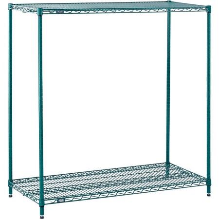 Global Industrial Nexel 2 Tier Wire Shelving Starter Unit, Poly-Green, 36W x 24D x 34H B3050156